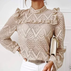 Trendy langermet blondetopp