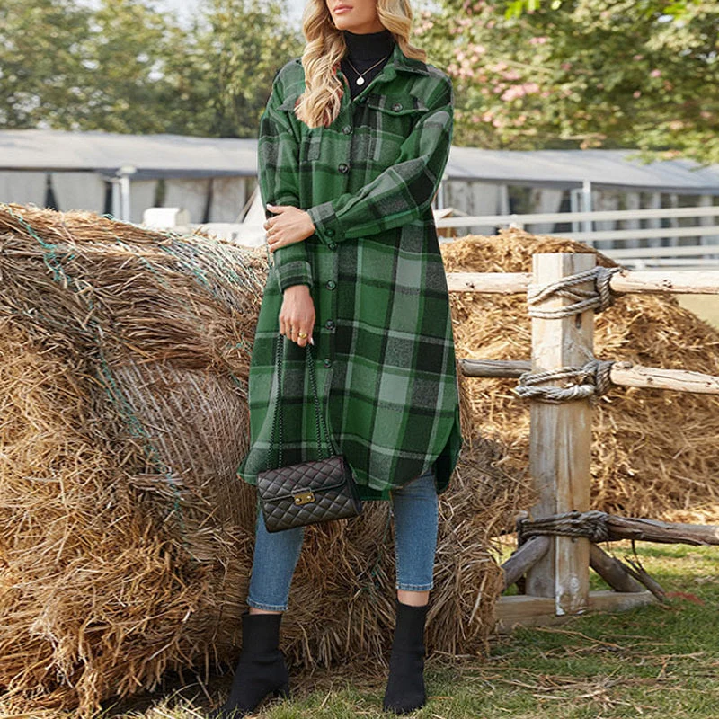 Rutete bluse med slits - Image 6