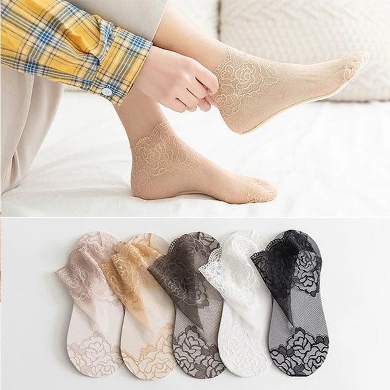 Sokker med blonde med rose design - Image 9